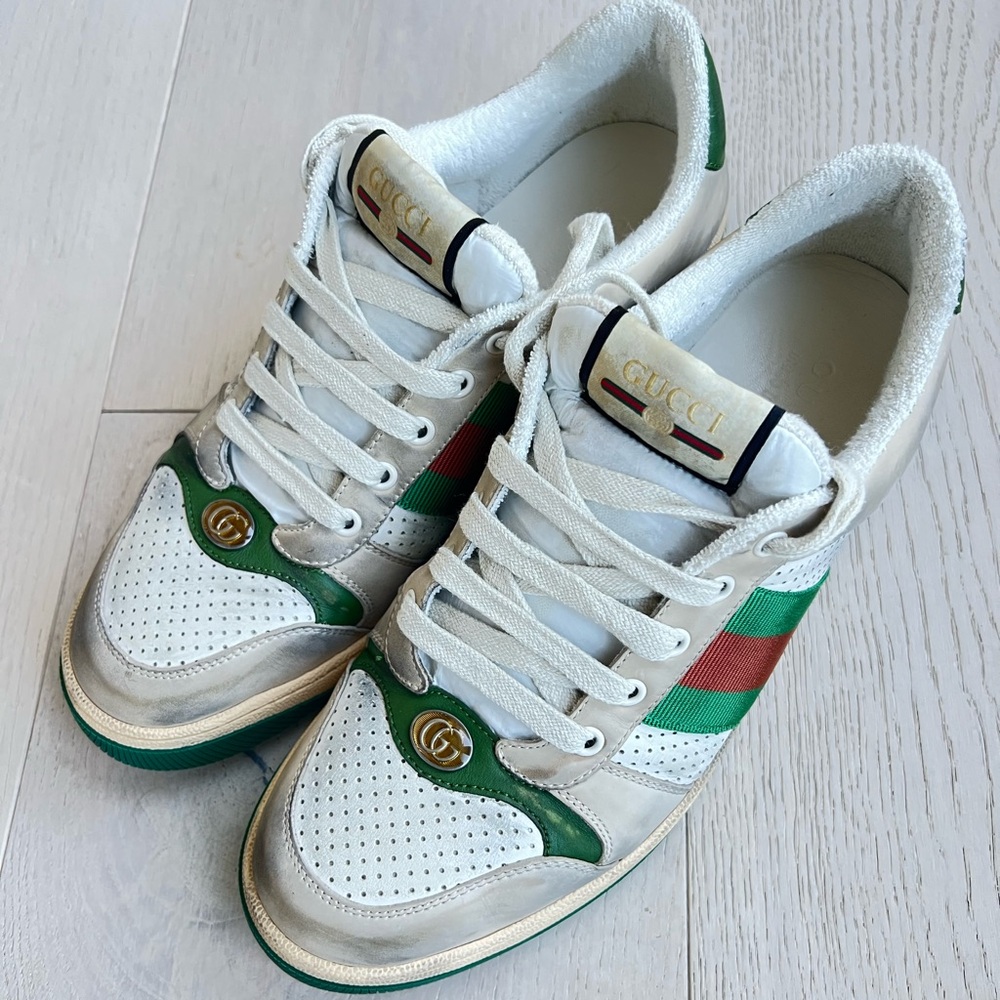 Gucci White and Green Sneakers